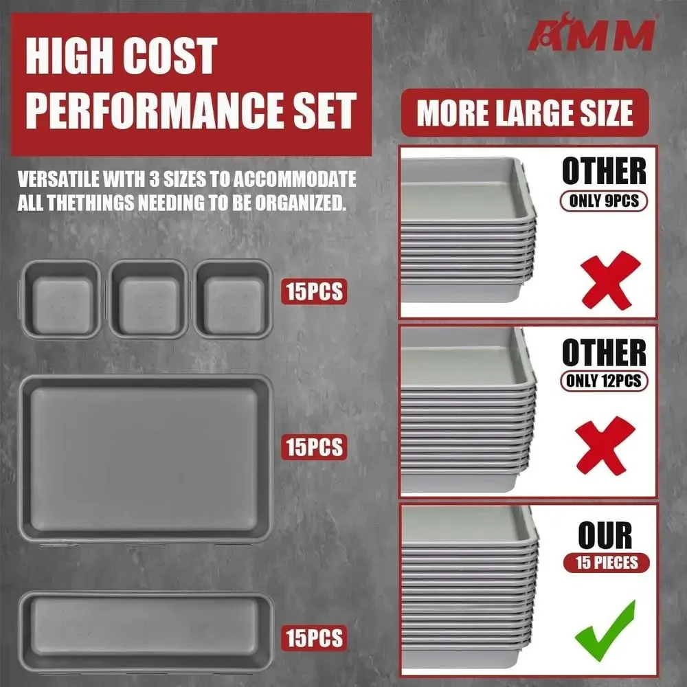 NEW 45pc Toolbox Organizer Tray Divider Set Toolbox Desk Drawer Organizer Garage